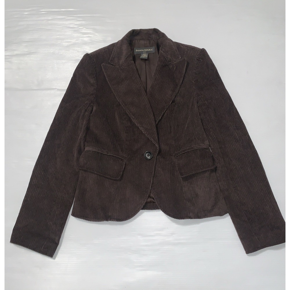Banana Republic Corduroy Blazer Jacket Womens 4 Brown Lined Academia Vintage Y2K